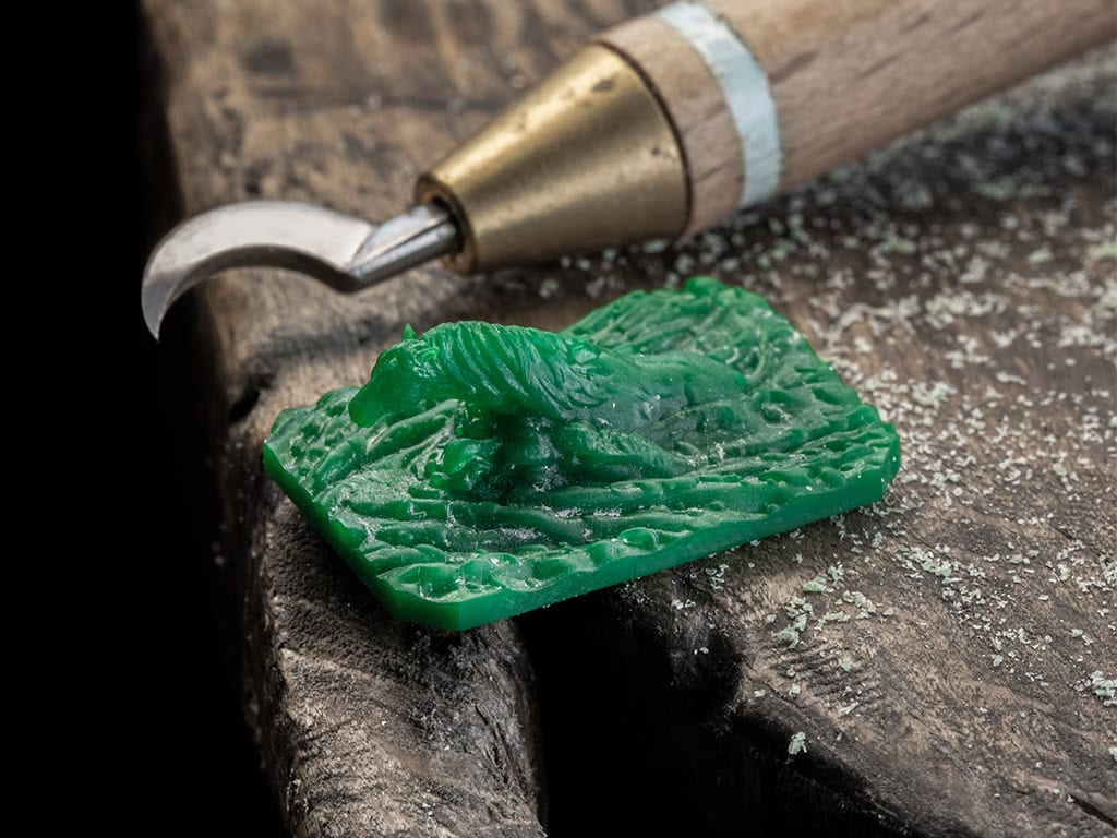 a horse carved from wax